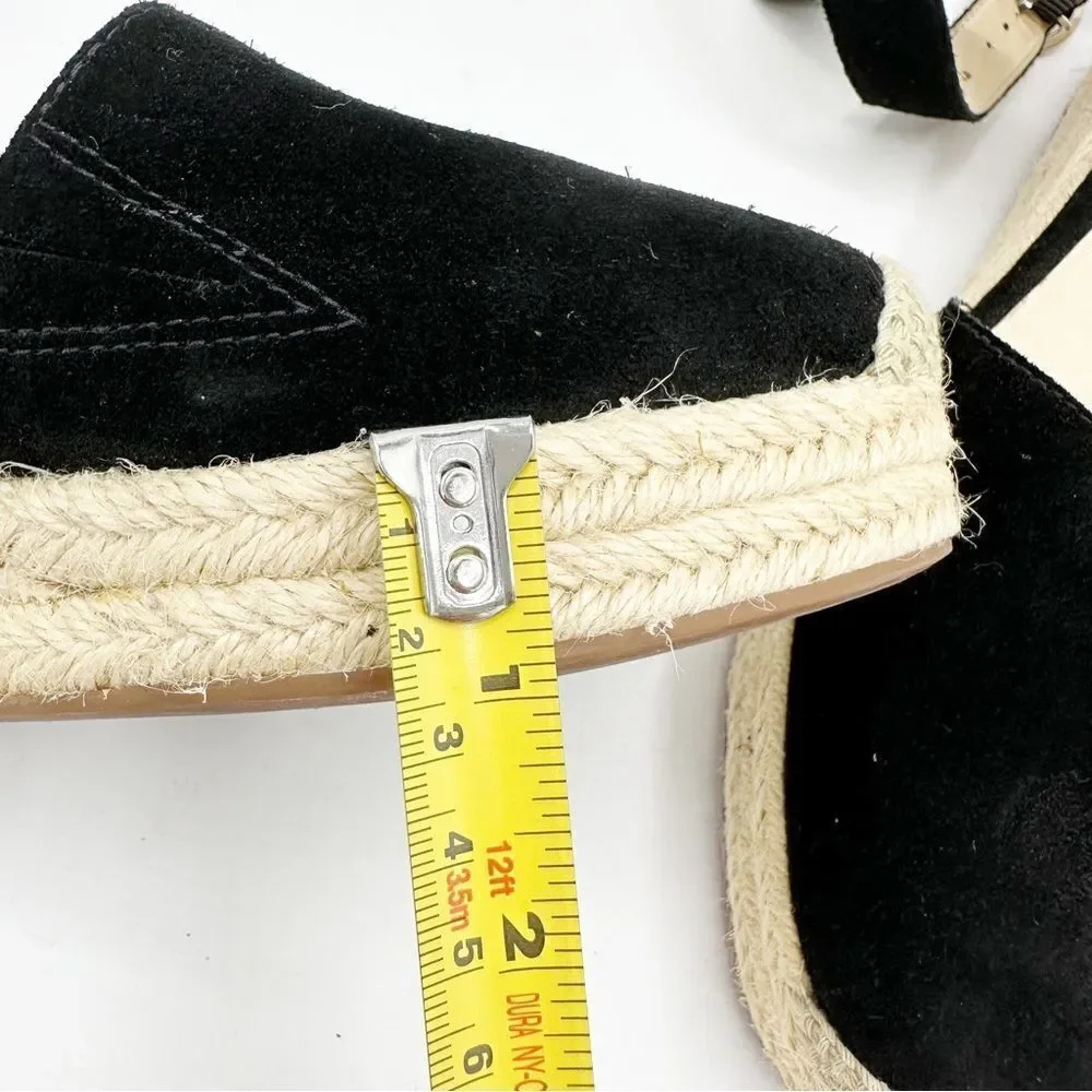 Sole Society Channing‎ Black Suede Ankle Strap Platform Espadrille Sandal 10M